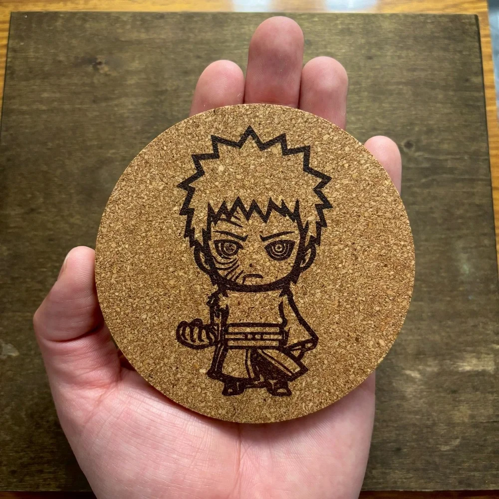 Naruto Obito Uchiha Chibi Style Laser Engraved Cork Coaster